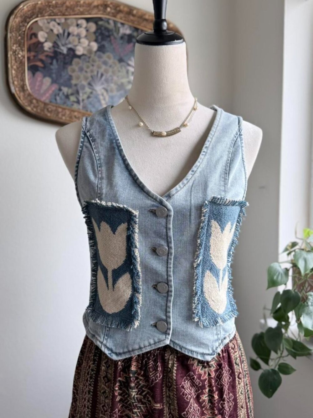 Upcycled western indie farmcore denim vest